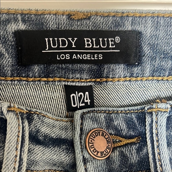 Judy Bloom Light Blue Denim Wide Leg Raw Hem Size 24 - Picture 2 of 7